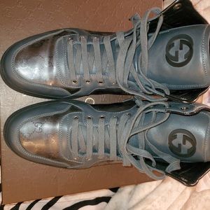 Gucci high top sneakers in platinum grey